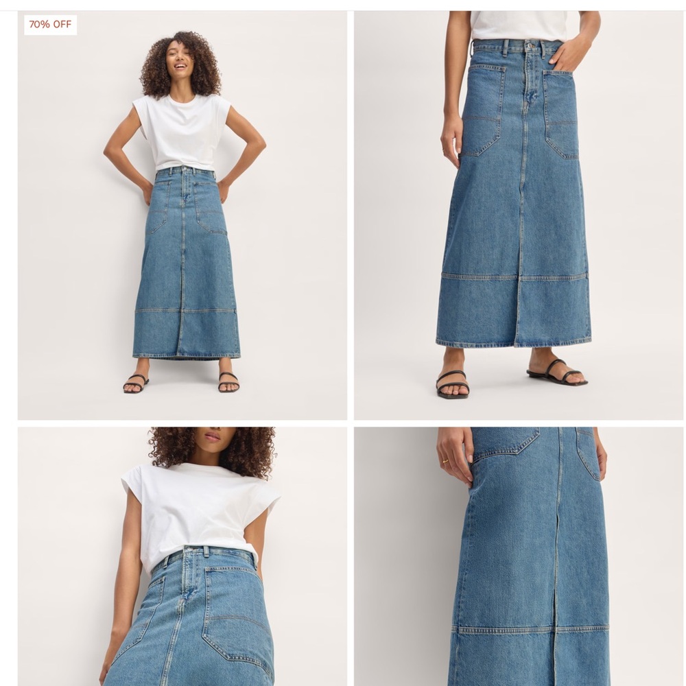 Everlane The Gardener Blue Denim Maxi Skirt sz 29